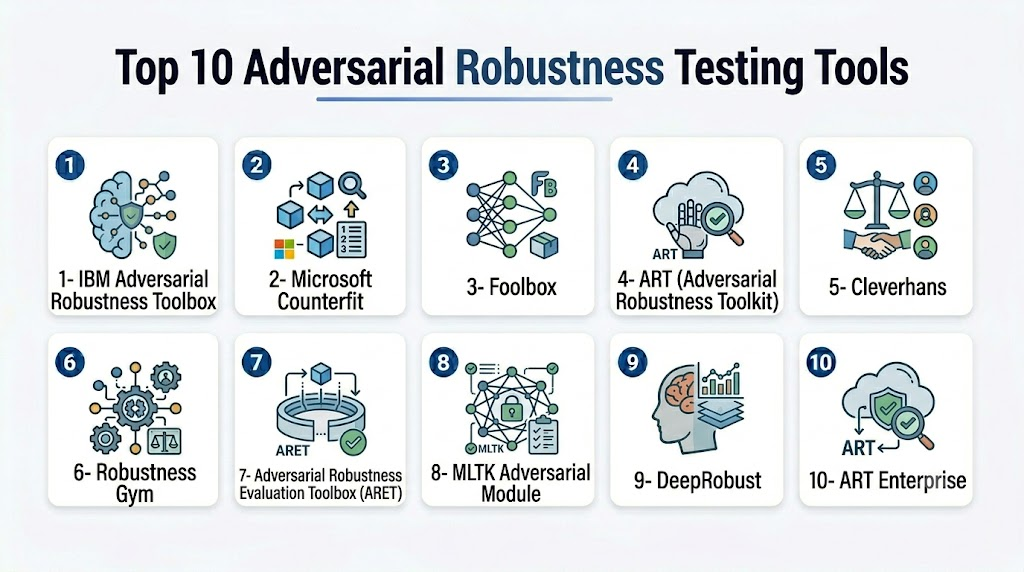 Top 10 Adversarial Robustness Testing Tools: Features, Pros, Cons & Comparison
